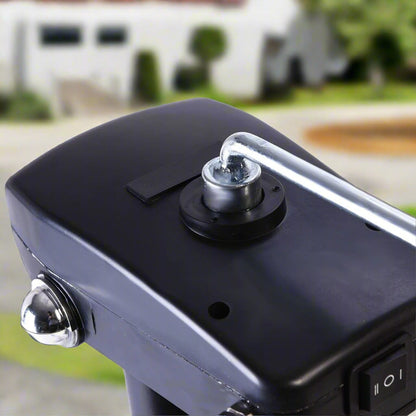 3500 lb 12V electric trailer tongue jack black finish
Heavy-duty RV jack with LED light and backup crank
Side view of 3-point hitch power tongue jack
Electric jack for camper trailer RV hitch mount