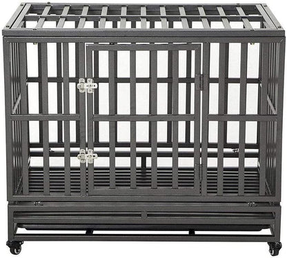 New Heavy Duty 3ft & 4ft Metal Dog Cage Kennel – Locking Wheels & Double Doors - with 3 FT | Sold by Uncle Wiener's Wholesale