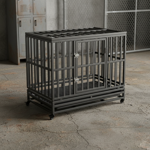 Heavy Duty 3ft & 4ft Metal Dog Cage Kennel | Locking Wheels & Double Doors