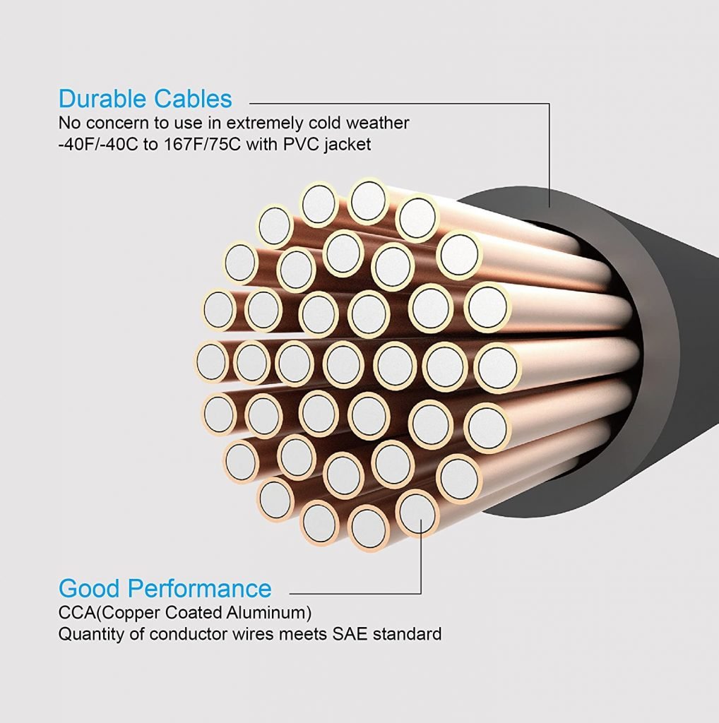Heavy Duty 20 FT 4 Gauge Jumper Booster Cables for Cars and Trucks with Carry Bag