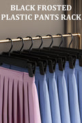 10-pack heavy-duty black clip hangers for pants and skirts
Non-slip vinyl clip steel hangers with swivel hooks
Durable trouser hangers space-saving design black color