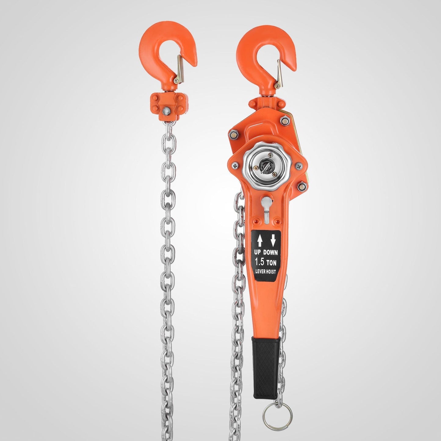 Heavy-duty come along chain ratchet hoist with orange hooks
Manual lifting chain hoist – 1.5-ton, 3-ton, 6-ton capacity
Steel chain ratchet hoist for industrial use
Workshop ratchet hoist with safety swivel hooks
Manual come along hoist with hardened steel chain