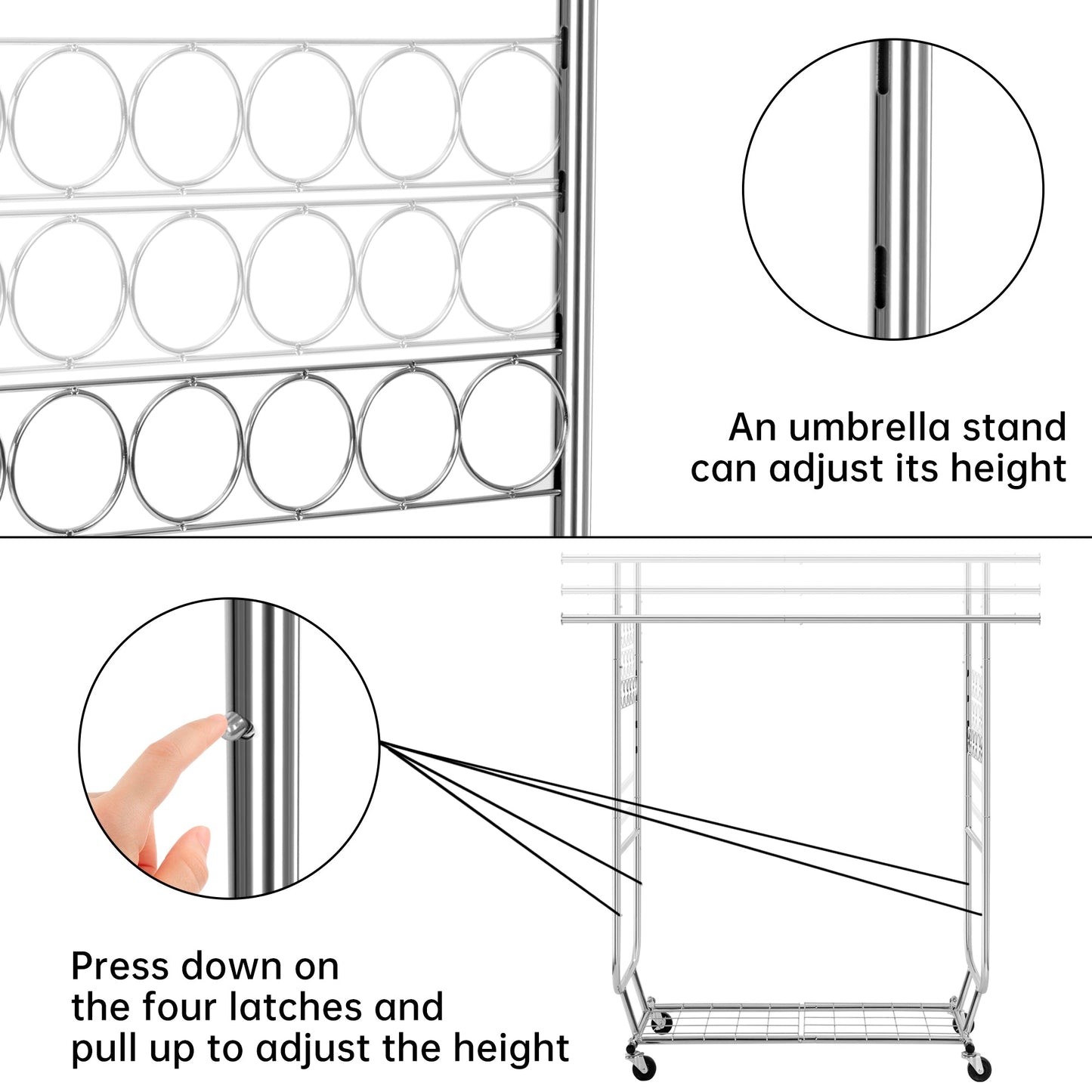 New Heavy Duty Double Rod Clothing Garment Rack – Rolling Adjustable Closet Organizer with Storage 600 lbs Capacity SKU AMCMR2992 - with | Sold by Uncle Wiener's Wholesale