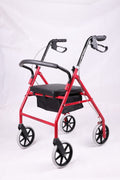 New Heavy Duty Extra Wide Rolling Walker with Padded Seat – 8" Wheels, Adjustable Height, Loop Brakes, Red - with | Sold by Uncle Wiener's Wholesale