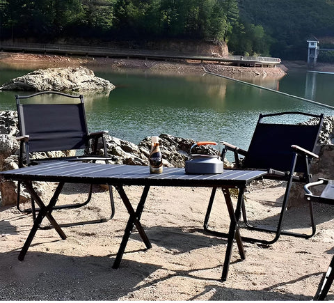 New Heavy Duty Folding Camping & Sports Chair with Wooden Armrest | SKU: K0032 - with | Sold by Uncle Wiener's Wholesale