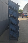 SR81050 heavy-duty steel storage rack with slanted shelves
Industrial warehouse rack system with 4 bays
Slanted shelving system for commercial equipment storage
Close-up view of steel rack frame and shelf detail
High capacity industrial racking with powder-coated finish
