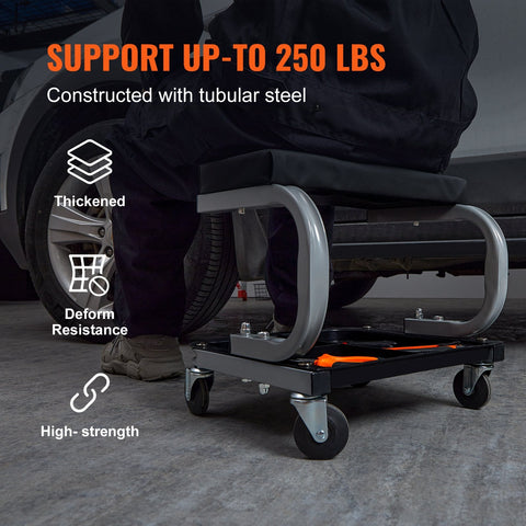 New Heavy - Duty Mechanic Rolling Padded Shop Seat – Model 628522 | Garage Stool with Tool Tray - with | Sold by Uncle Wiener's Wholesale