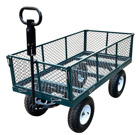 New Heavy Duty Steel Yard Cart Wagon – 6 Cu Ft Utility Garden Dump Cart with Durable Wheels WT237251 - with | Sold by Uncle Wiener's Wholesale