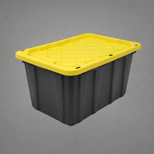 Heavy-duty black 100L plastic storage bin with secure lid
Lockable storage container for garage, tools, or seasonal items
Stackable black organizer box for multipurpose storage