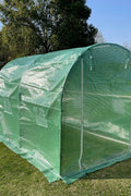 Compact storage view of walk-in tunnel greenhouses for shipping