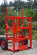 "Heavy-duty welding gas cylinder cart for oxygen and acetylene tanks"

"Dual tank red welding cart with hose storage and safety chains"

"Industrial gas cylinder trolley for safe cylinder transport"

