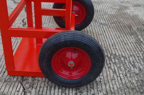 "Heavy-duty welding gas cylinder cart for oxygen and acetylene tanks"

"Dual tank red welding cart with hose storage and safety chains"

"Industrial gas cylinder trolley for safe cylinder transport"

