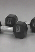 Rubber hex dumbbells set with chrome handle 5kg to 25kg
Hexagonal dumbbells for strength training home and gym
Anti-roll rubber dumbbell set black chrome grip
Home gym hex dumbbells lineup 5kg 10kg 15kg 20kg 25kg
Close-up ergonomic chrome handle on hex dumbbell