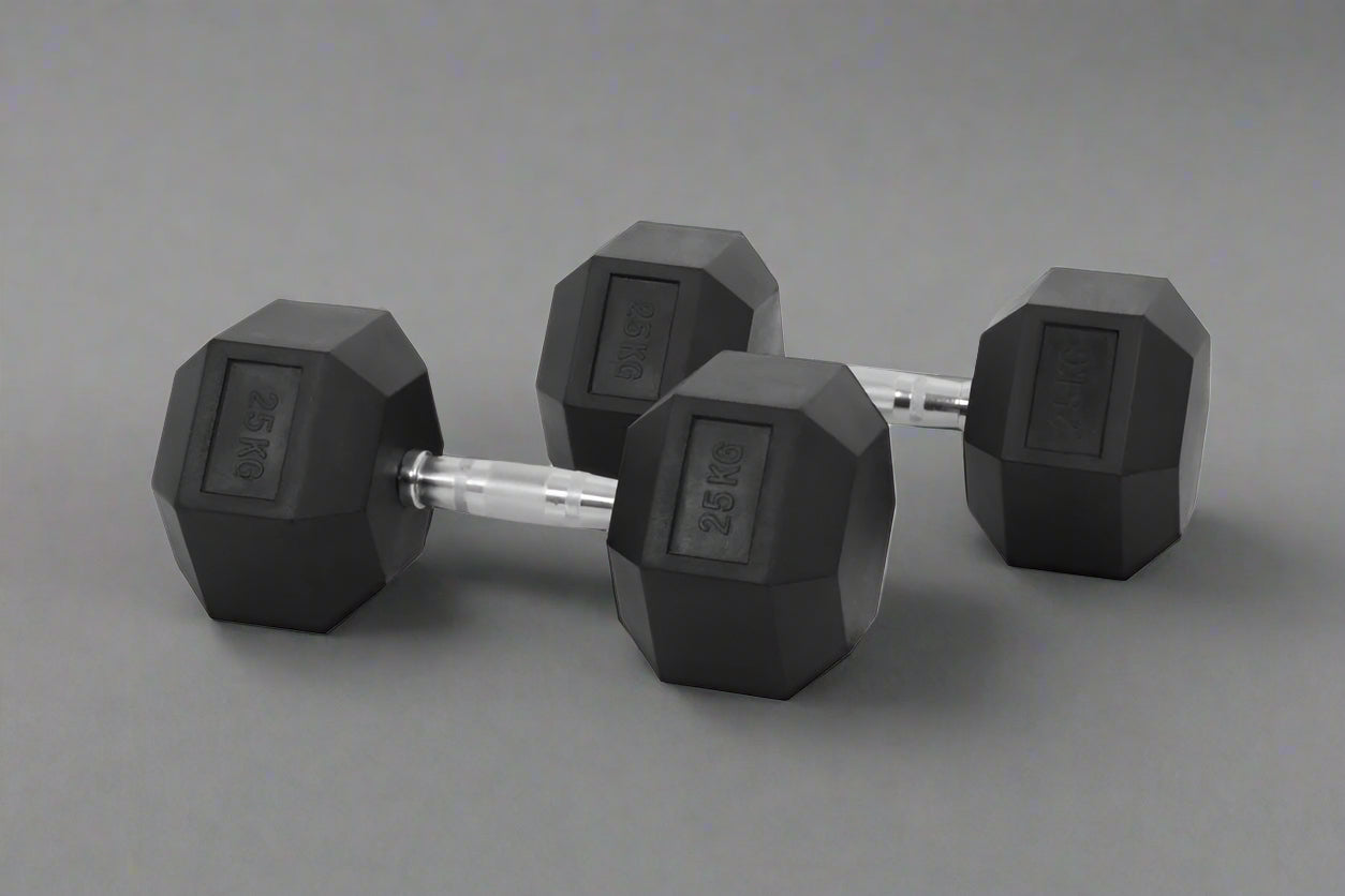 Hex Dumbbells Rubber - Fitness Seller Hex Dumbbells Rubber - Fitness Seller