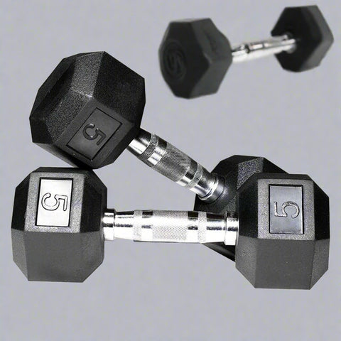 Rubber hex dumbbells set with chrome handle 5kg to 25kg
Hexagonal dumbbells for strength training home and gym
Anti-roll rubber dumbbell set black chrome grip
Home gym hex dumbbells lineup 5kg 10kg 15kg 20kg 25kg
Close-up ergonomic chrome handle on hex dumbbell