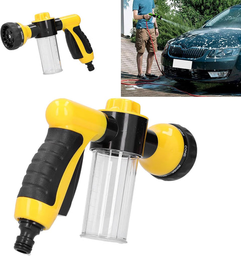 New High Pressure Garden Hose Nozzle with Built - in Soap Dispenser – 8 Spray Patterns, Adjustable Foam Blaster 5240816 - with | Sold by Uncle Wiener's Wholesale