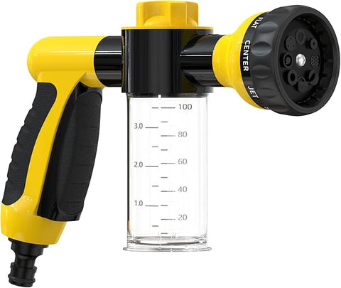New High Pressure Garden Hose Nozzle with Built - in Soap Dispenser – 8 Spray Patterns, Adjustable Foam Blaster 5240816 - with | Sold by Uncle Wiener's Wholesale