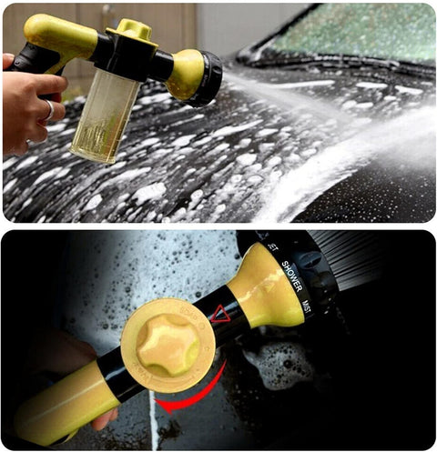 New High Pressure Garden Hose Nozzle with Built - in Soap Dispenser – 8 Spray Patterns, Adjustable Foam Blaster 5240816 - with | Sold by Uncle Wiener's Wholesale