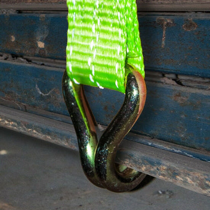 2x15FT Neon Green Ratchet Strap with J-Hooks – Day View

High-Visibility Ratchet Strap – Green Webbing with J-Hooks

Night Reflective Cargo Tie-Down – 2” x 15FT Ratchet Strap

