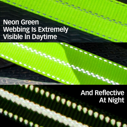 2x15FT Neon Green Ratchet Strap with J-Hooks – Day View

High-Visibility Ratchet Strap – Green Webbing with J-Hooks

Night Reflective Cargo Tie-Down – 2” x 15FT Ratchet Strap


