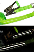 2x15FT Neon Green Ratchet Strap with J-Hooks – Day View

High-Visibility Ratchet Strap – Green Webbing with J-Hooks

Night Reflective Cargo Tie-Down – 2” x 15FT Ratchet Strap

