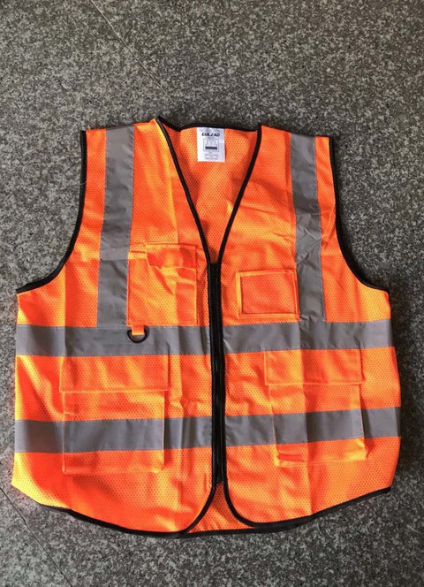 New High Visibility Safety Vest - Medium Size, Bright Orange, Reflective Workwear for Safety & Visibility 38401 - with | Sold by Uncle Wiener's Wholesale