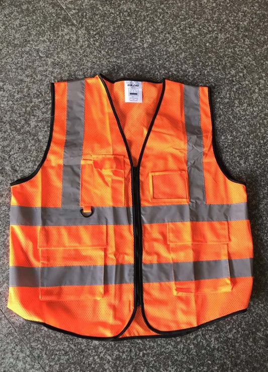 New High Visibility Safety Vest - Medium Size, Bright Orange, Reflective Workwear for Safety & Visibility 38401 - with | Sold by Uncle Wiener's Wholesale