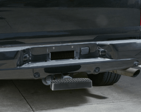 Hitch Mount Bumper Step – Angled View (HBF58259)
Textured Non-Slip Nylon Step for 2” Receiver
Rear Impact Guard Hitch Step – Side Profile
Installed View of Hitch-Mounted Step for Truck