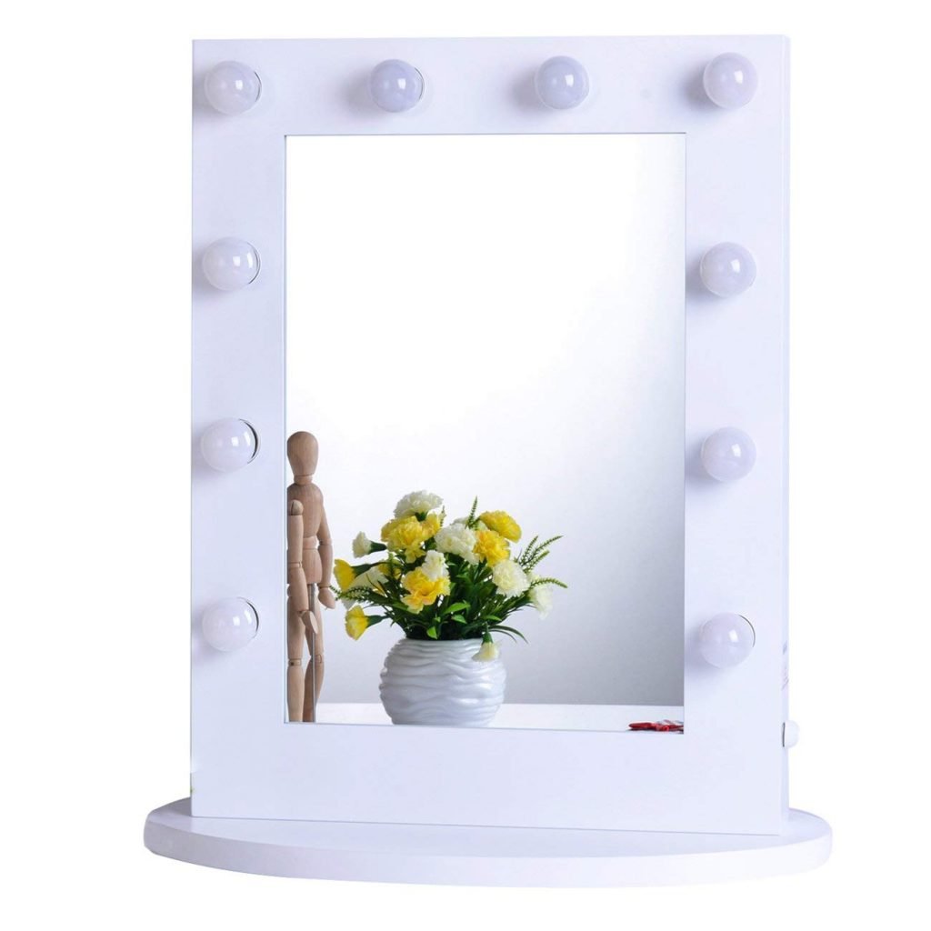 New Hollywood Vanity Makeup Mirror with Lights – Wall - Mounted Tabletop Mirror for Dressing Room or Bedroom DC1175 - with 23.6″ X 15.7″ Makeup Mirror | Sold by Uncle Wiener's Wholesale
