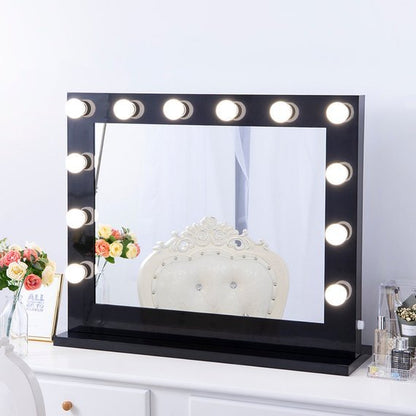 New Hollywood Vanity Makeup Mirror with Lights – Wall - Mounted Tabletop Mirror for Dressing Room or Bedroom DC1175 - with 23.6″ X 15.7″ Makeup Mirror | Sold by Uncle Wiener's Wholesale