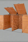 Outdoor Medium Trash & Recycling Storage Shed - Cypress Wood

Garbage Bin Storage Enclosure with Dual Doors and Top Lid

Brown Cypress Wooden Outdoor Garbage Shed for 2 Bins

Weather-Resistant Horizontal Storage Shed for Trash Bins

Durable Wooden Recycling Bin Storage Cabinet for Outdoors