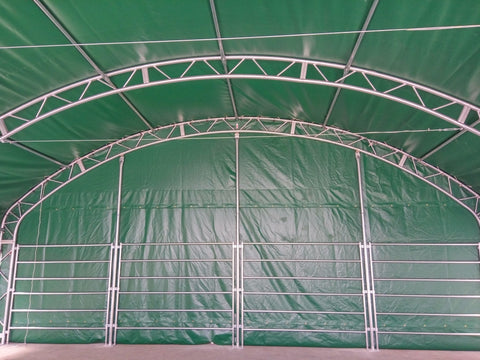 large horse and animal fabric livestock shelter with green canopy

40x40x16 ft livestock shelter with steel frame for farm use

durable green canopy shelter for animals and hay storage

portable barn for cattle and horses with weatherproof cover

livestock storage structure for farm equipment and feed

