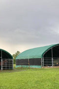 large horse and animal fabric livestock shelter with green canopy

40x40x16 ft livestock shelter with steel frame for farm use

durable green canopy shelter for animals and hay storage

portable barn for cattle and horses with weatherproof cover

livestock storage structure for farm equipment and feed

