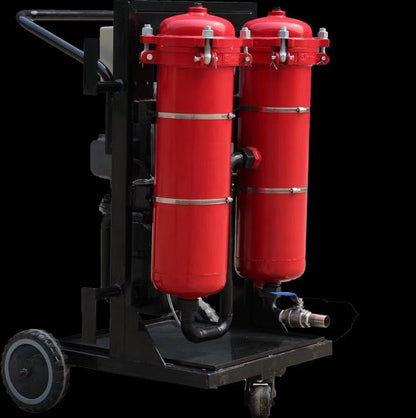 Hydraulic and diesel fuel cleaning machine LYC3B with triple filters
Red portable filtration cart for diesel and hydraulic systems
Industrial triple filter fuel cart with pressure gauges
Spare filter kit for LYC3B filtration machine