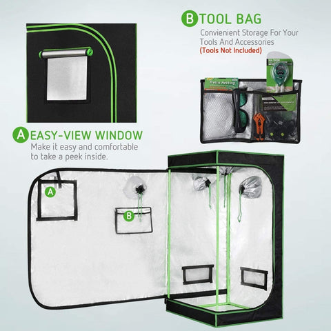 New Hydroponic Indoor Grow Tent with Floor Tray – Complete Hydroponics Growing System - with 36″X20″X63″ (90X50X160CM) | Sold by Uncle Wiener's Wholesale