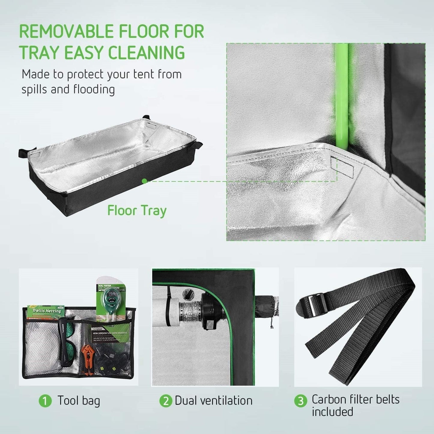 New Hydroponic Indoor Grow Tent with Floor Tray – Complete Hydroponics Growing System - with 36″X20″X63″ (90X50X160CM) | Sold by Uncle Wiener's Wholesale