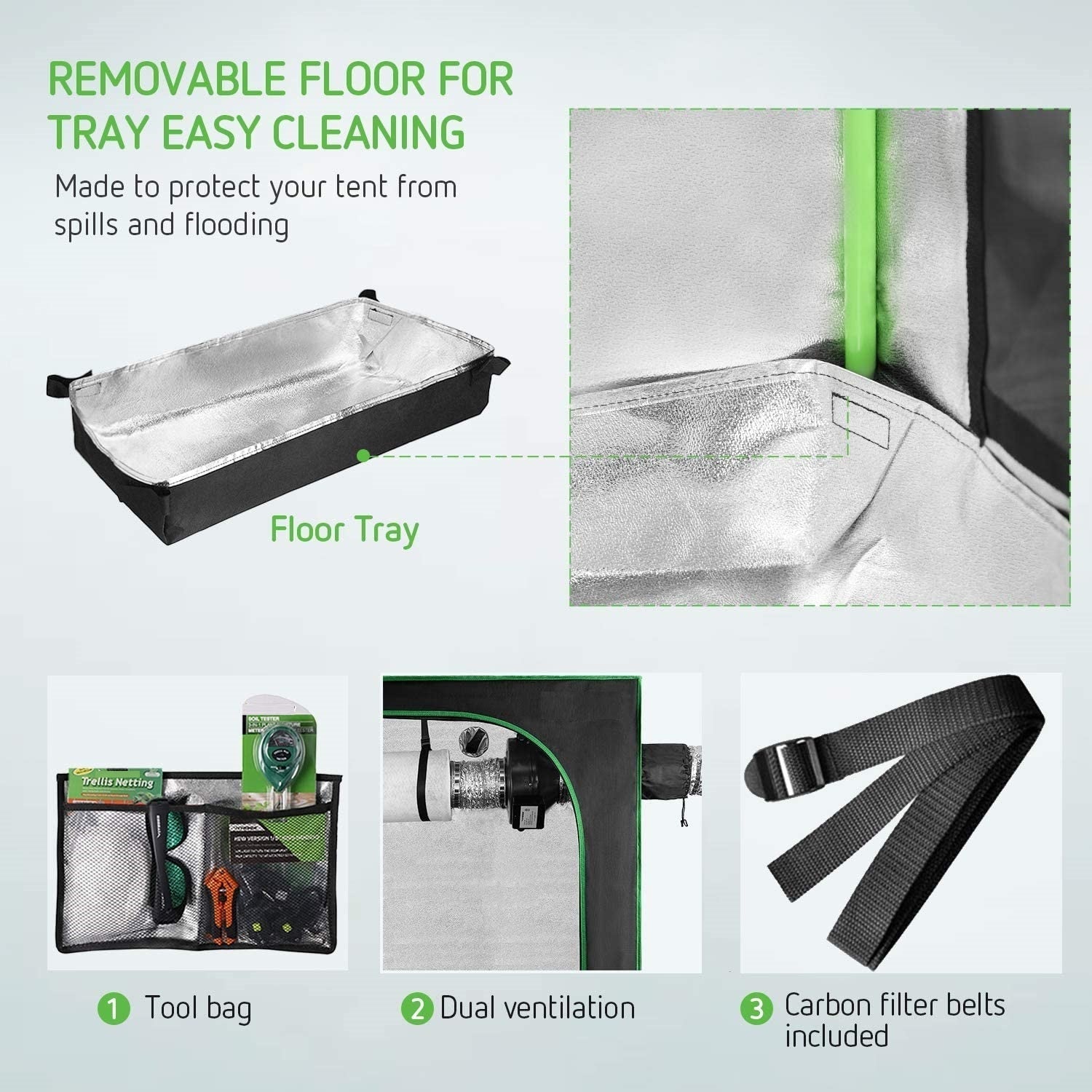 New Hydroponic Indoor Grow Tent with Floor Tray – Complete Hydroponics Growing System - with 36″X20″X63″ (90X50X160CM) | Sold by Uncle Wiener's Wholesale