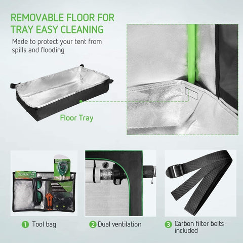 New Hydroponic Indoor Grow Tent with Floor Tray – Complete Hydroponics Growing System - with 36″X20″X63″ (90X50X160CM) | Sold by Uncle Wiener's Wholesale