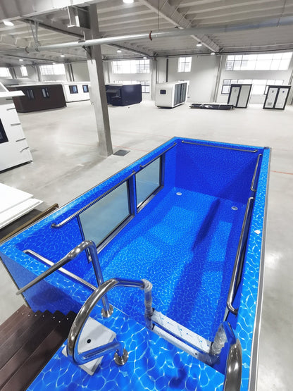 “Modern 20ft sea container pool in backyard with filtration system”

“Indoor 40ft shipping container swimming pool with viewing glass”

“Above-ground modular pool built from repurposed shipping container”