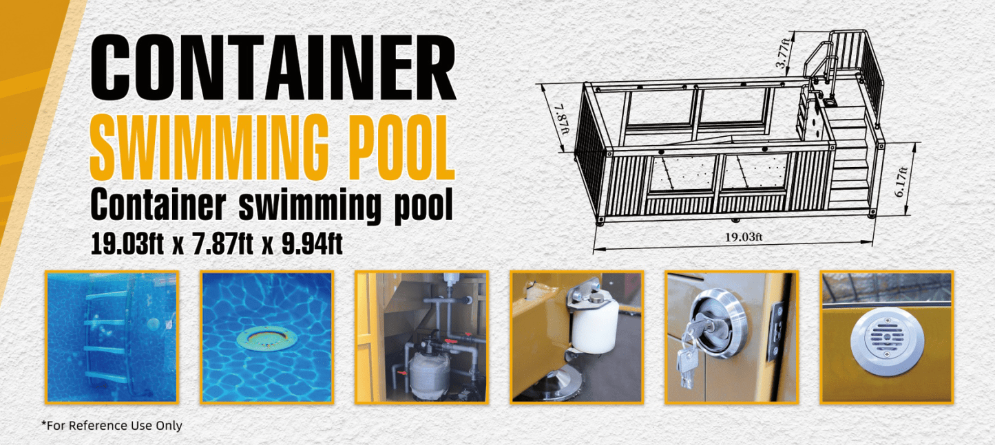 “Modern 20ft sea container pool in backyard with filtration system”

“Indoor 40ft shipping container swimming pool with viewing glass”

“Above-ground modular pool built from repurposed shipping container”