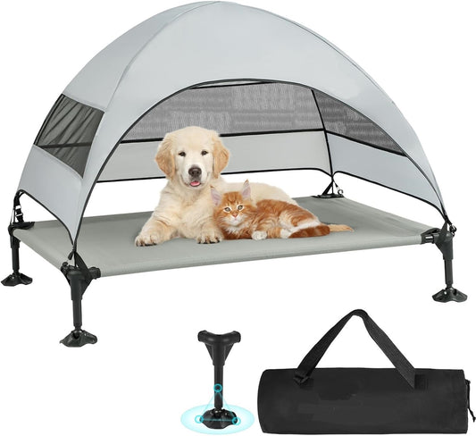 New Indoor/Outdoor Portable Elevated Dog Bed with Removable Canopy – Pet Cot for Shade & Comfort 2040822 - with | Sold by Uncle Wiener's Wholesale