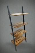 "4-tier industrial ladder bookshelf with rustic brown shelves and black metal frame – Model TLB2106"