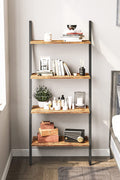 "4-tier industrial ladder bookshelf with rustic brown shelves and black metal frame – Model TLB2106"