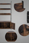 "Industrial 3-tier bookcase with wood shelves and double-door storage cabinets – rustic ladder shelf design – Model TLBC2103"