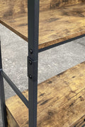"Industrial 3-tier bookcase with wood shelves and double-door storage cabinets – rustic ladder shelf design – Model TLBC2103"