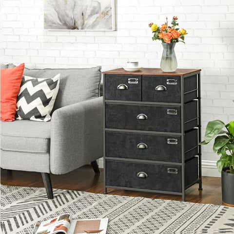 New Industrial Fabric Dresser with Drawers – Durable Storage Organizer for Bedroom, Closet, or Office ULVT45H - with | Sold by Uncle Wiener's Wholesale