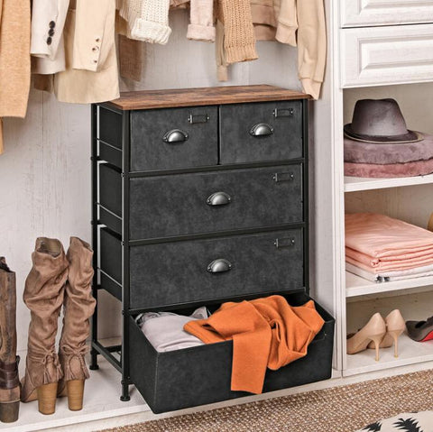 New Industrial Fabric Dresser with Drawers – Durable Storage Organizer for Bedroom, Closet, or Office ULVT45H - with | Sold by Uncle Wiener's Wholesale
