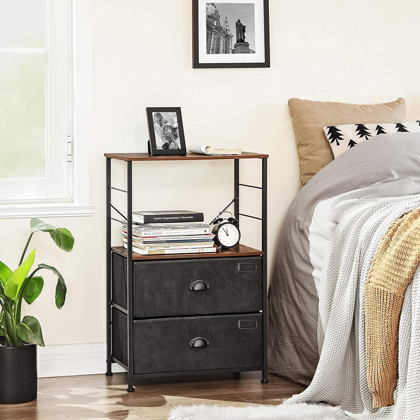 New Industrial Nightstand – Modern Bedside Table with Storage for Bedroom or Living Room LVT03H - with | Sold by Uncle Wiener's Wholesale