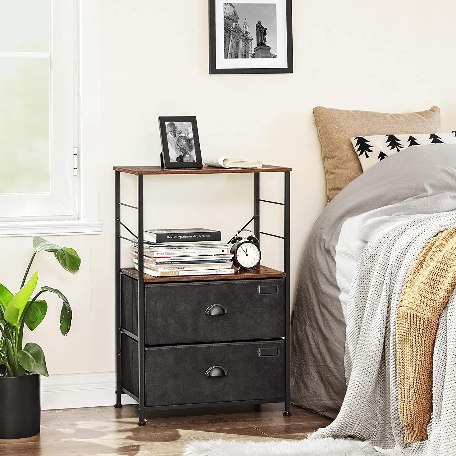 New Industrial Nightstand – Modern Bedside Table with Storage for Bedroom or Living Room LVT03H - with | Sold by Uncle Wiener's Wholesale