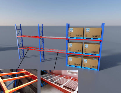 industrial pallet racking with boxes
steel warehouse shelving 8ft to 20ft
heavy-duty pallet racking system
expansion bay pallet rack
wire mesh panels for pallet racking
